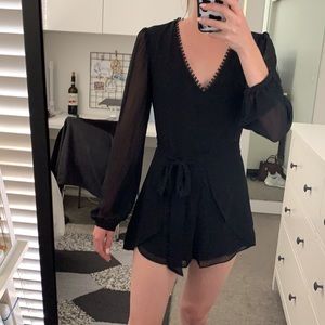 Express Black Long Sleeve Romper